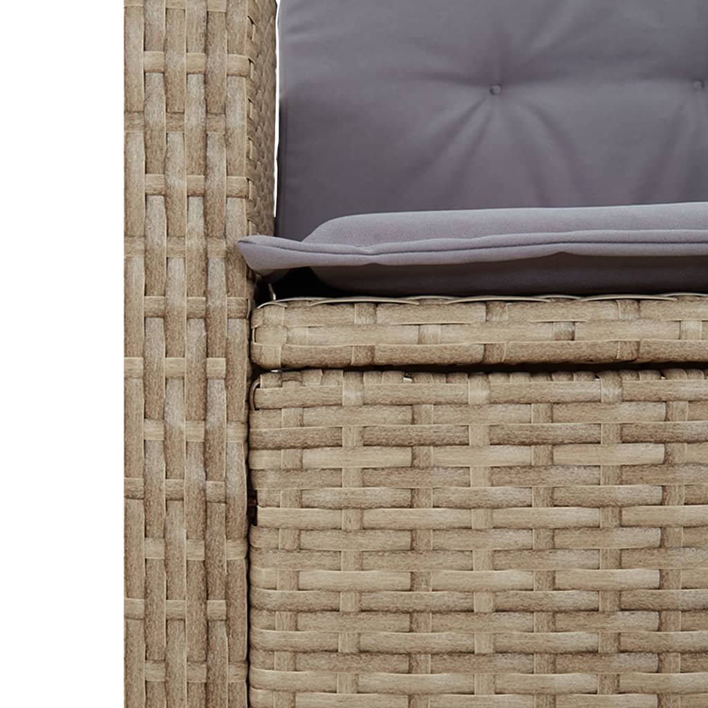 spisebordssæt til haven 7 dele med hynder polyrattan beige