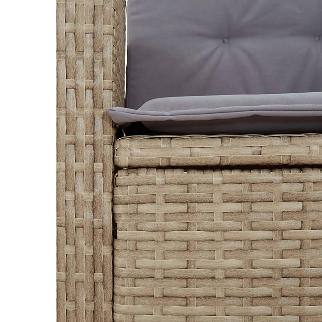 spisebordssæt til haven 7 dele med hynder polyrattan beige