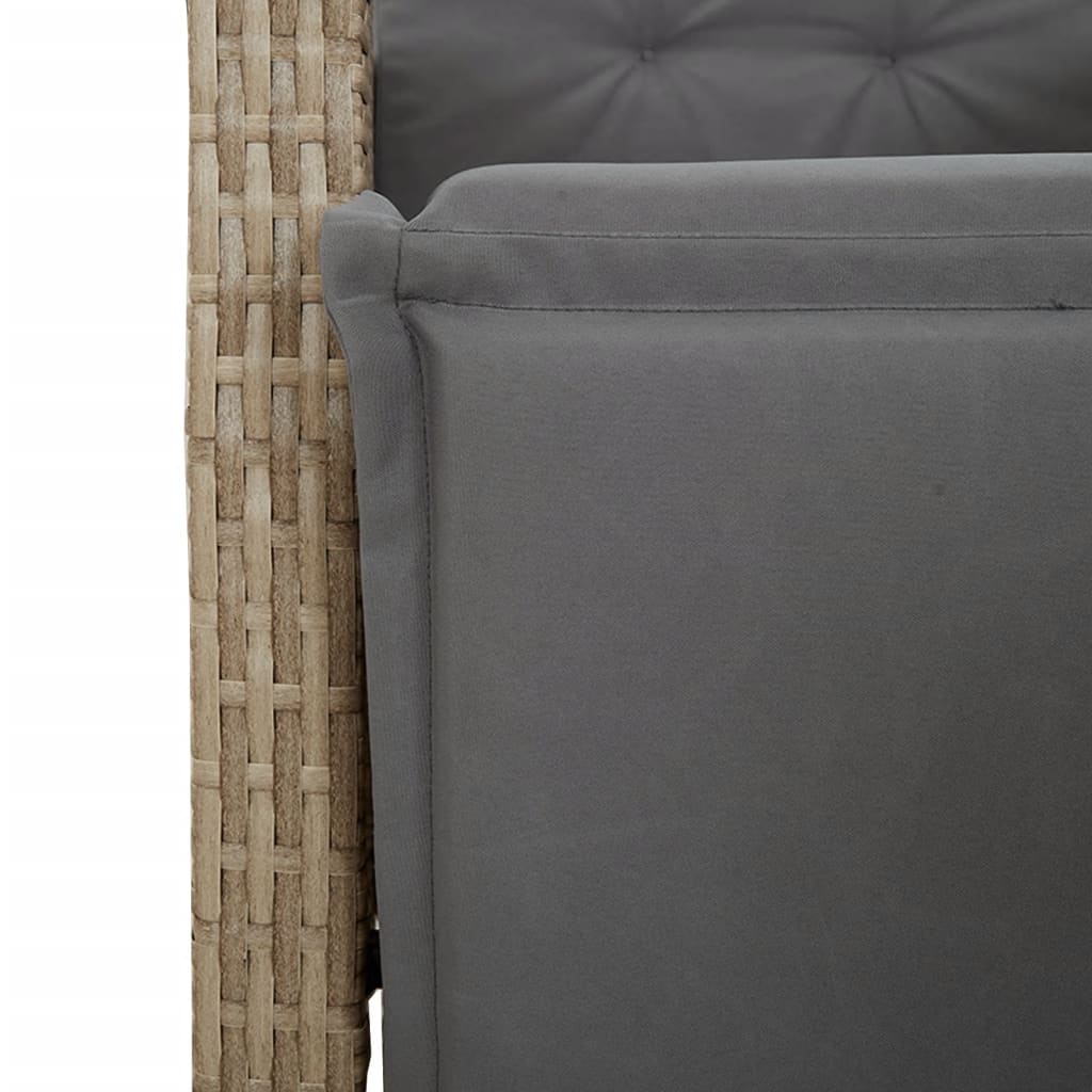 spisebordssæt til haven 9 dele med hynder polyrattan beige