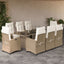spisebordssæt til haven 9 dele med hynder polyrattan beige