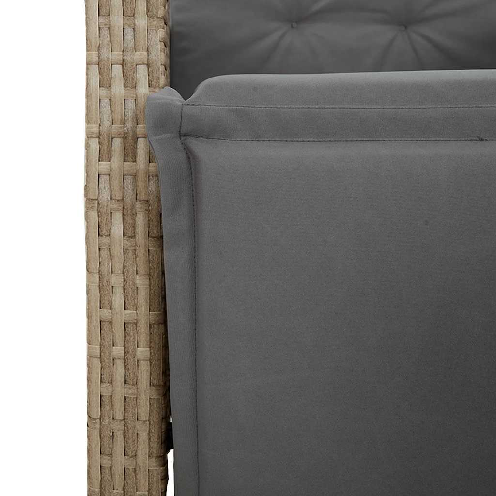 spisebordssæt til haven 9 dele med hynder polyrattan beige