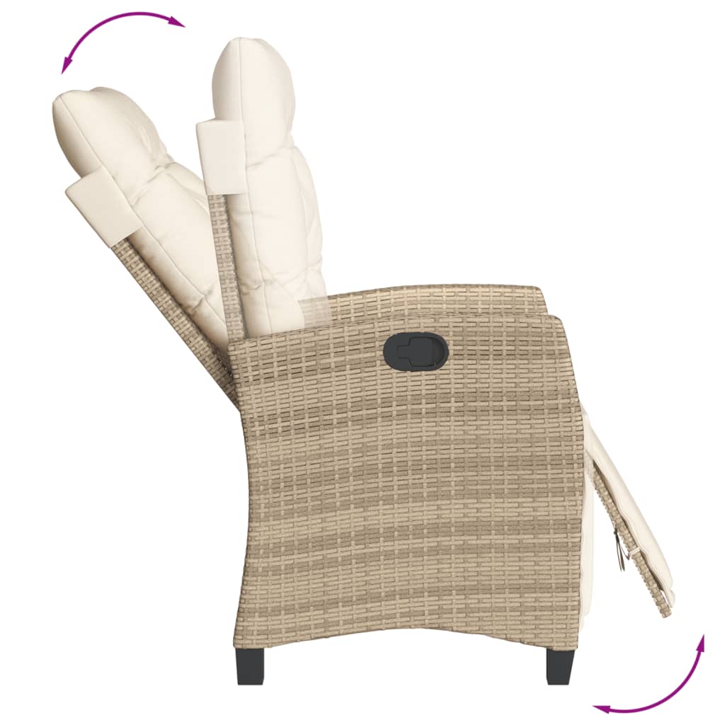spisebordssæt til haven 3 dele med hynder polyrattan beige