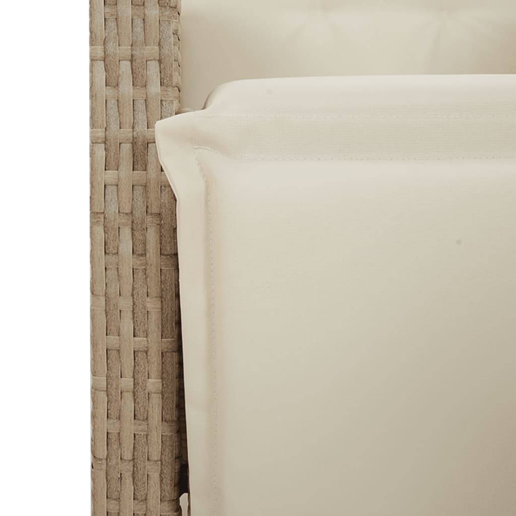 spisebordssæt til haven 3 dele med hynder polyrattan beige