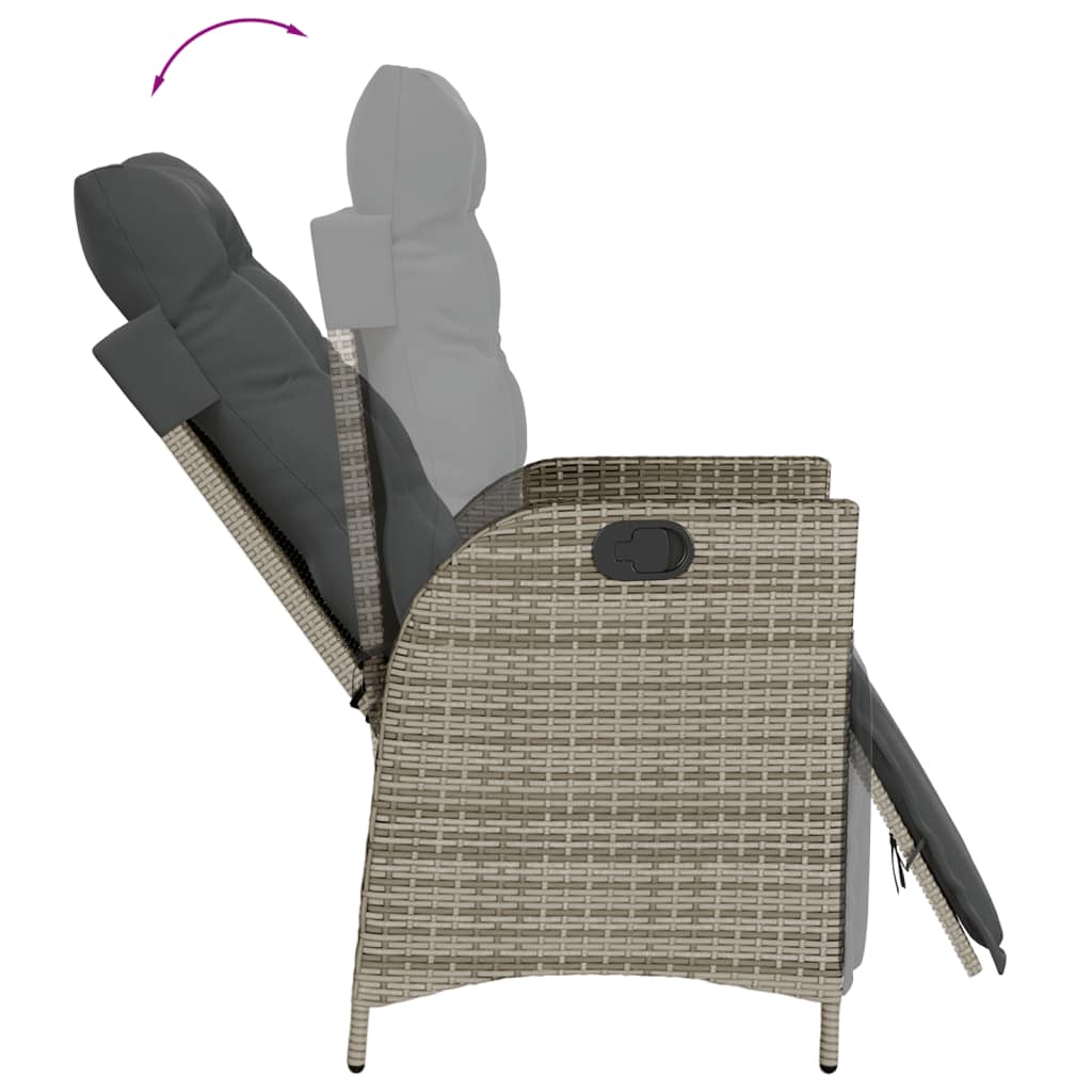 spisebordssæt til haven 7 dele med hynder polyrattan grå
