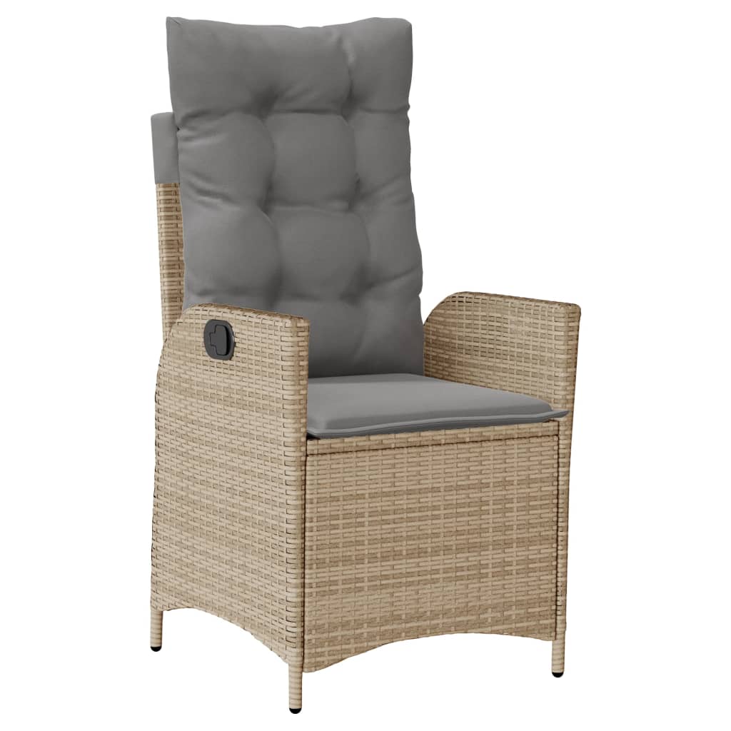 spisebordssæt til haven 9 dele med hynder polyrattan beige