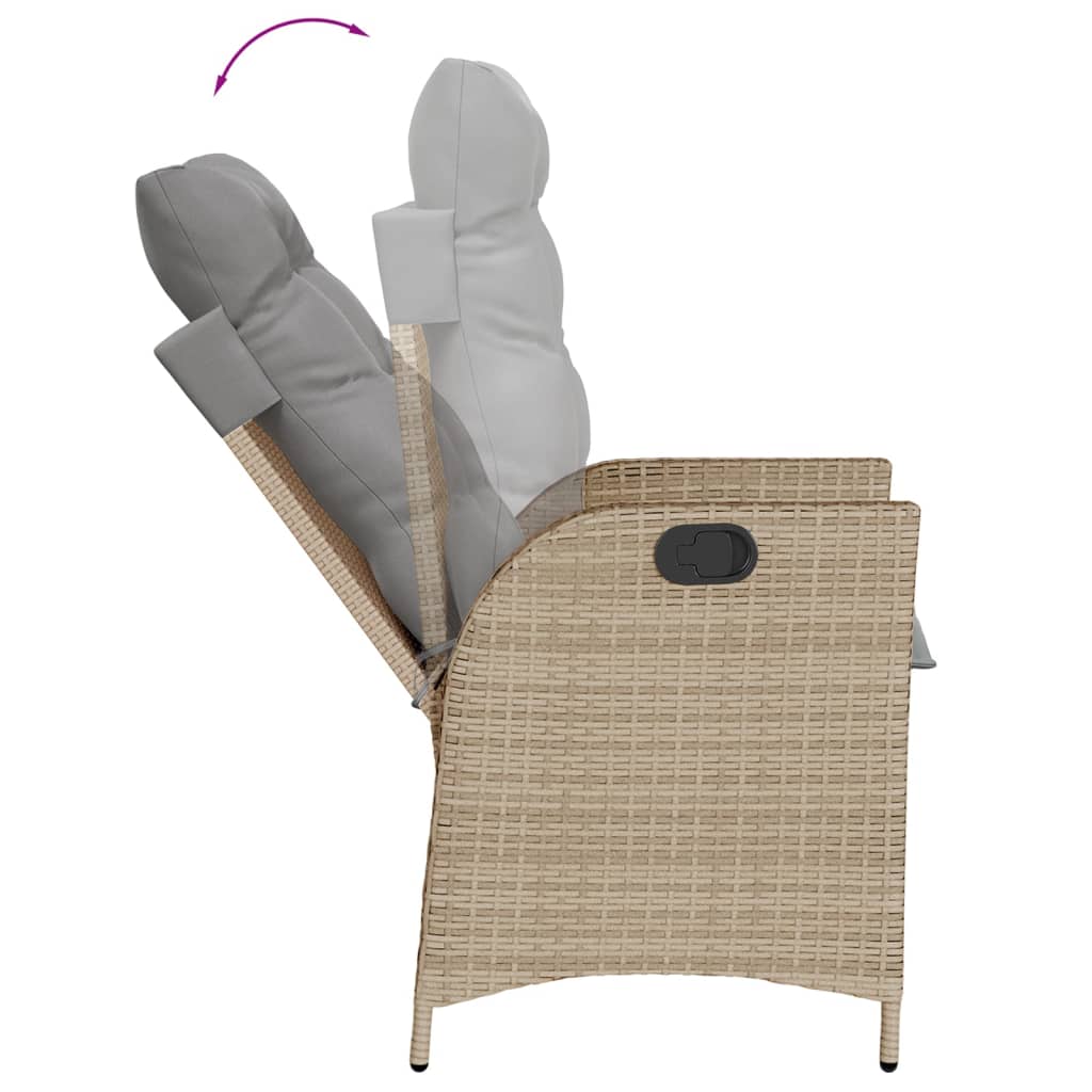 spisebordssæt til haven 9 dele med hynder polyrattan beige