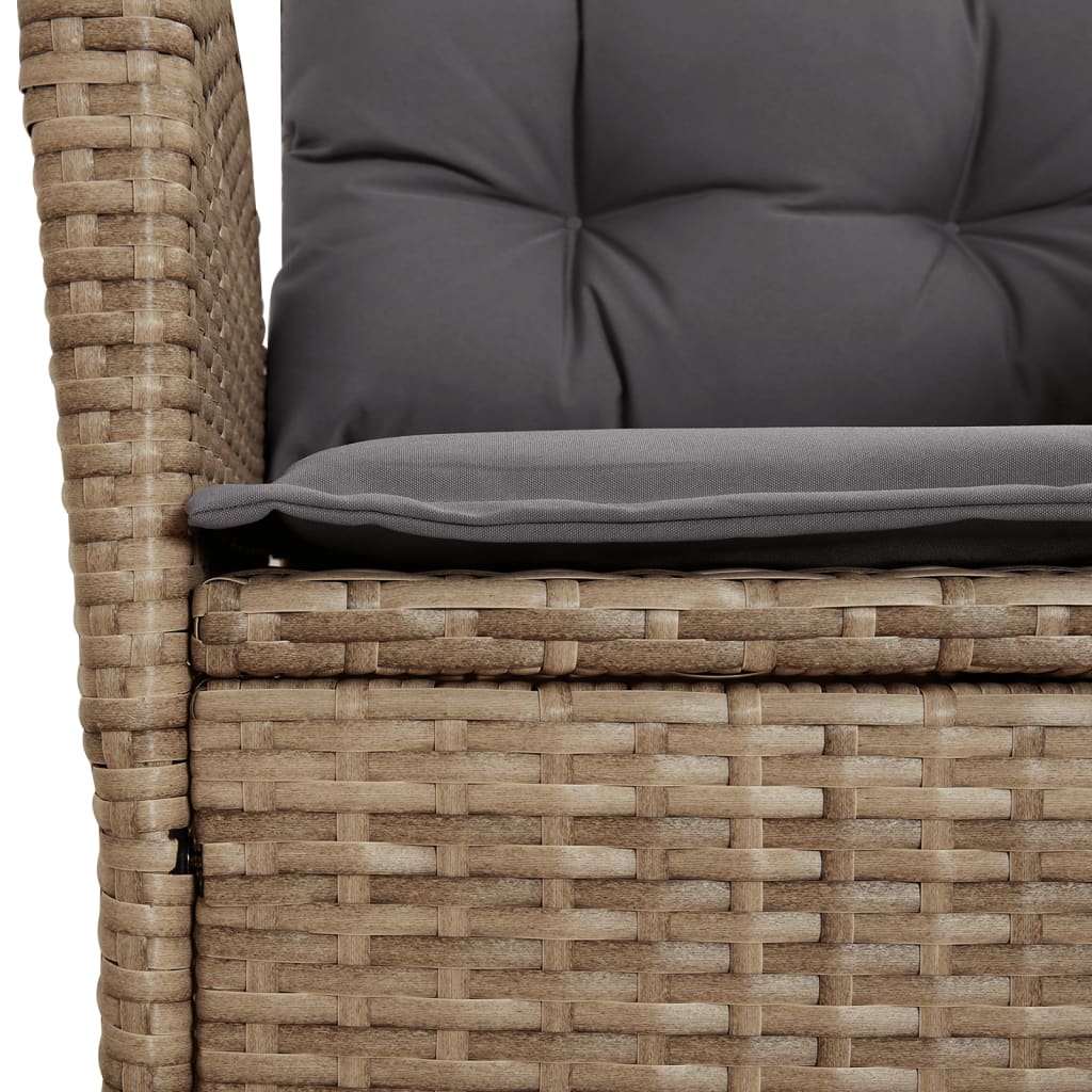 spisebordssæt til haven 9 dele med hynder polyrattan beige