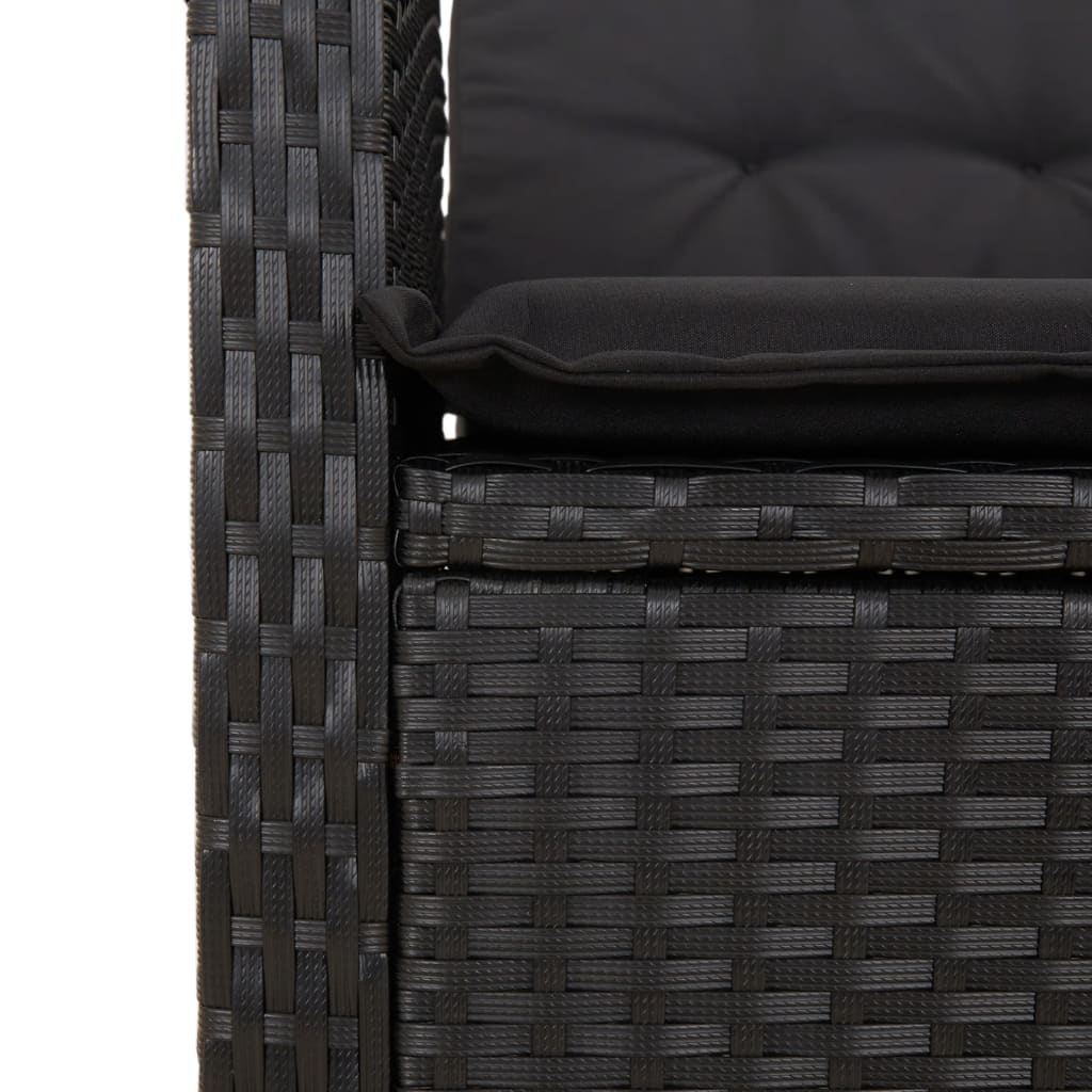 spisebordssæt til haven 3 dele med hynder polyrattan sort