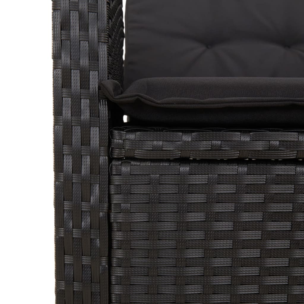 spisebordssæt til haven 5 dele med hynder polyrattan sort
