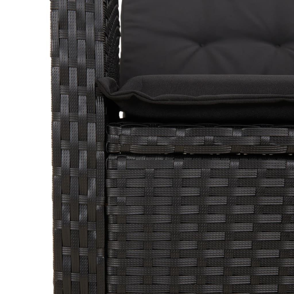 spisebordssæt til haven 3 dele med hynder polyrattan sort