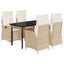 spisebordssæt til haven 5 dele med hynder polyrattan beige