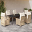 spisebordssæt til haven 7 dele med hynder polyrattan beige