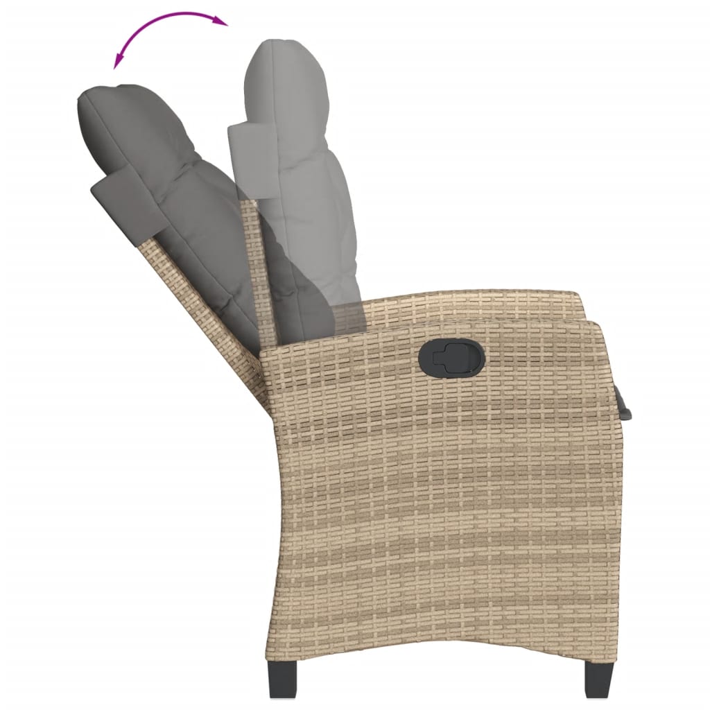spisebordssæt til haven 5 dele med hynder polyrattan beige