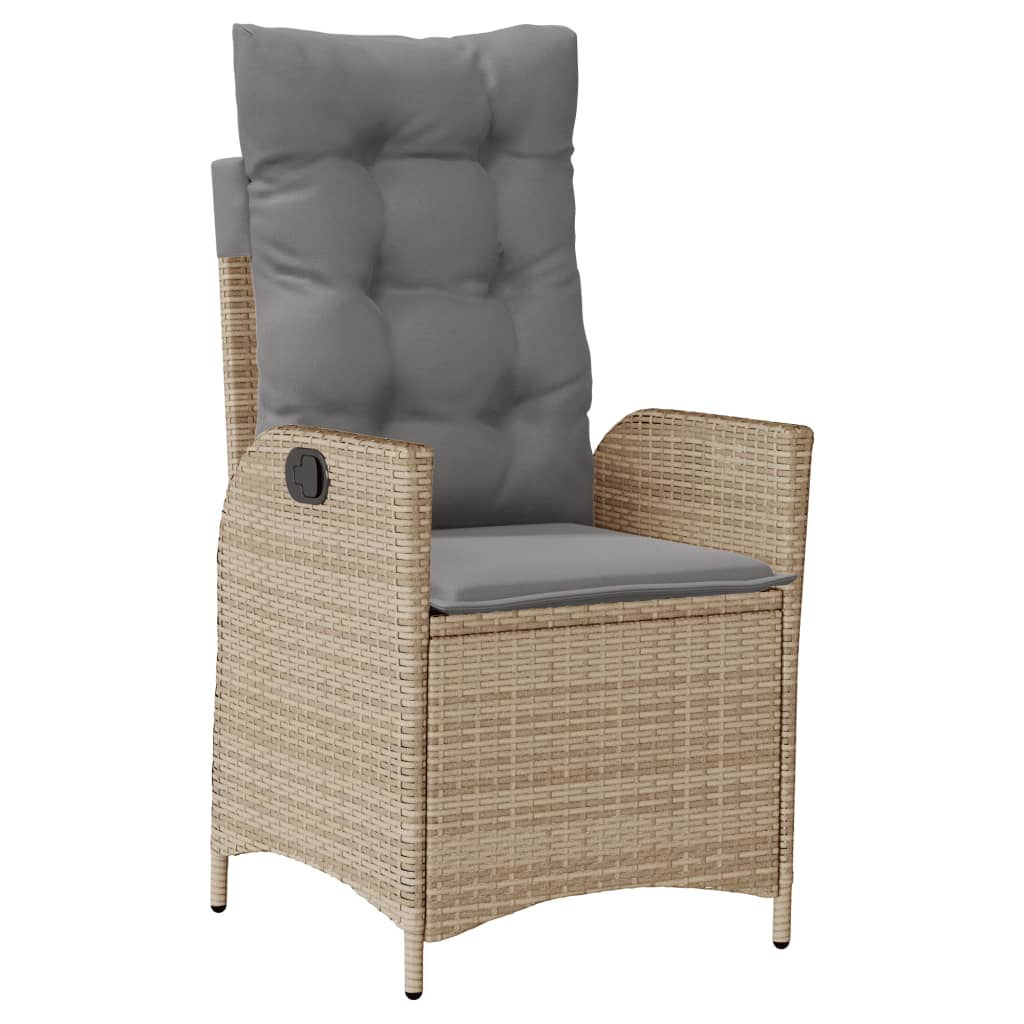 spisebordssæt til haven 7 dele med hynder polyrattan beige