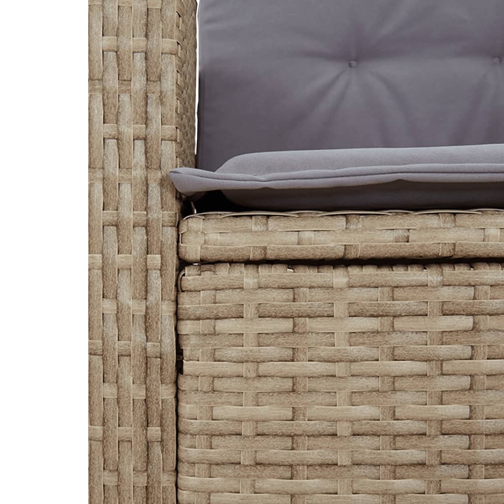 spisebordssæt til haven 5 dele med hynder polyrattan beige