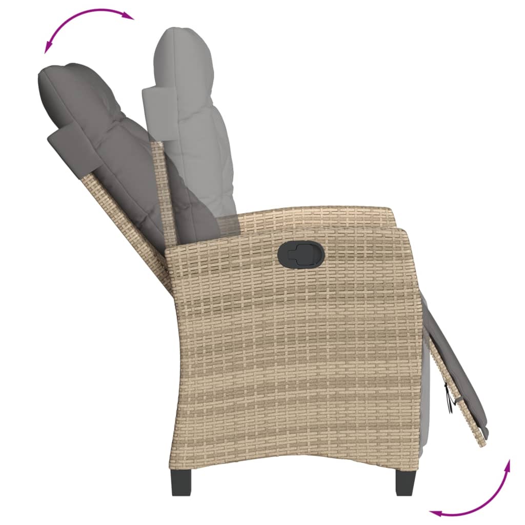 spisebordssæt til haven 5 dele med hynder polyrattan beige