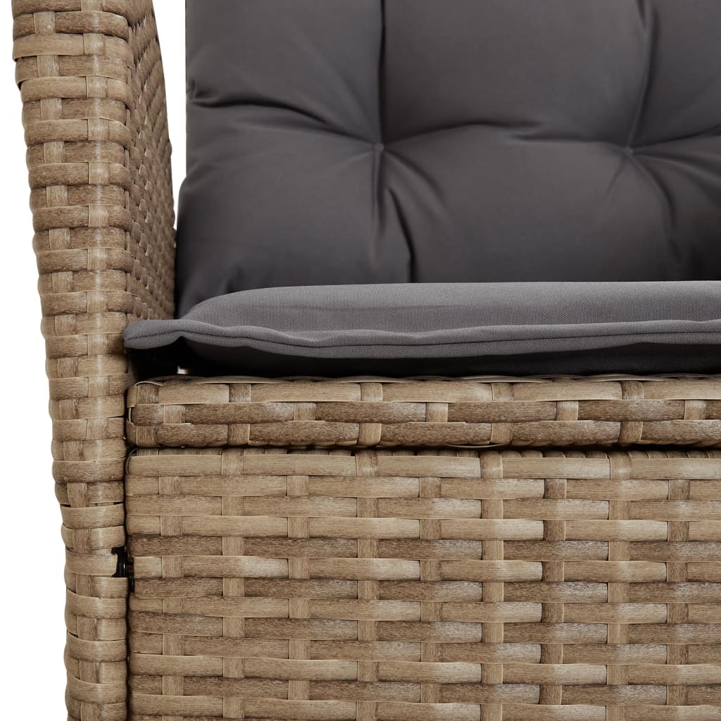 spisebordssæt til haven 7 dele med hynder polyrattan beige