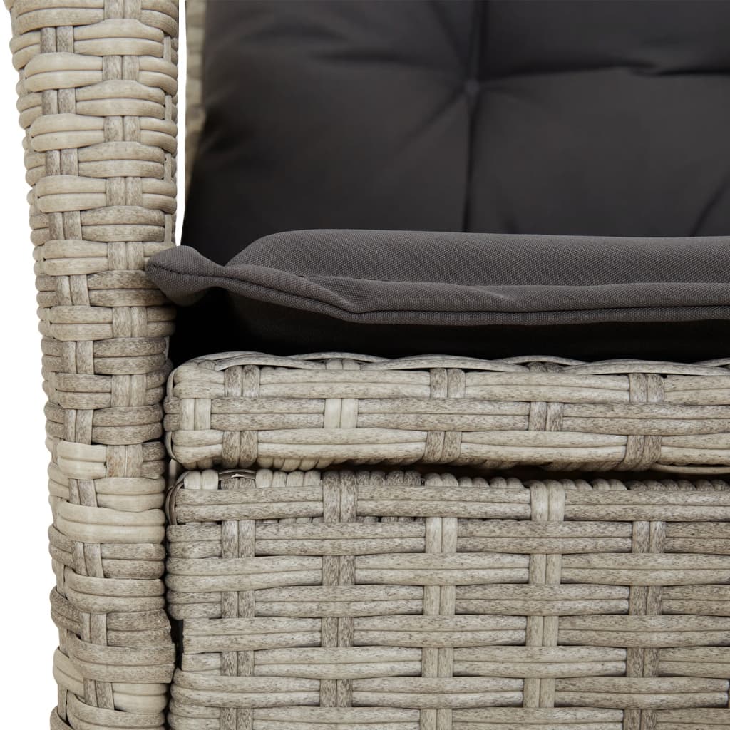 spisebordssæt til haven 7 dele med hynder polyrattan lysegrå