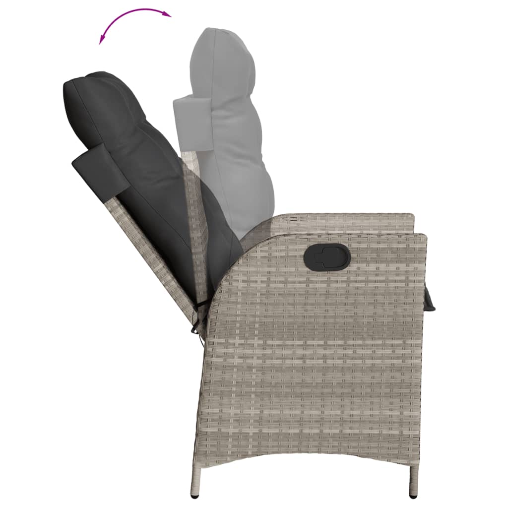 spisebordssæt til haven 7 dele med hynder polyrattan lysegrå