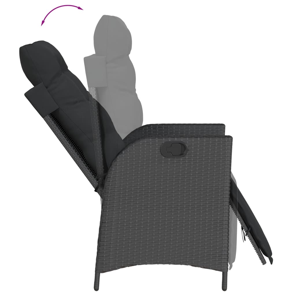 spisebordssæt til haven 7 dele med hynder polyrattan sort