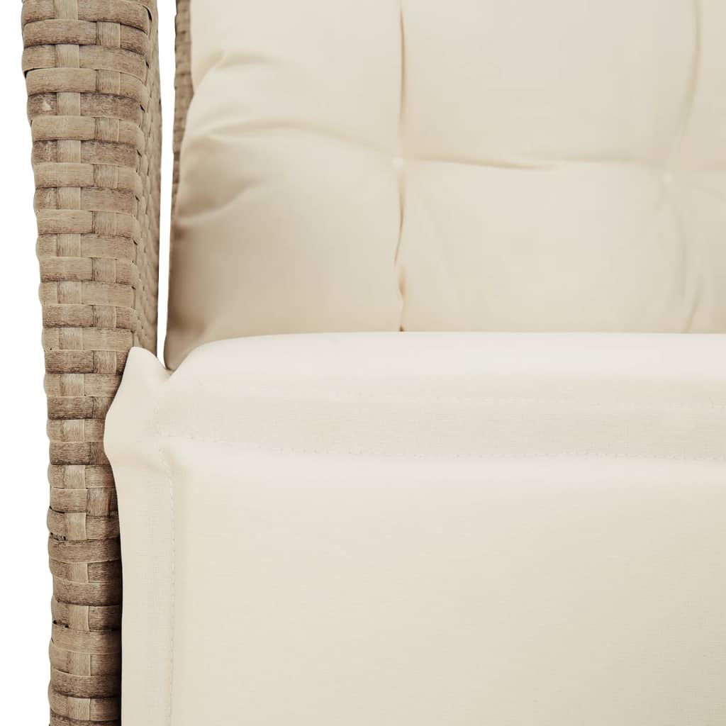 spisebordssæt til haven 9 dele med hynder polyrattan beige