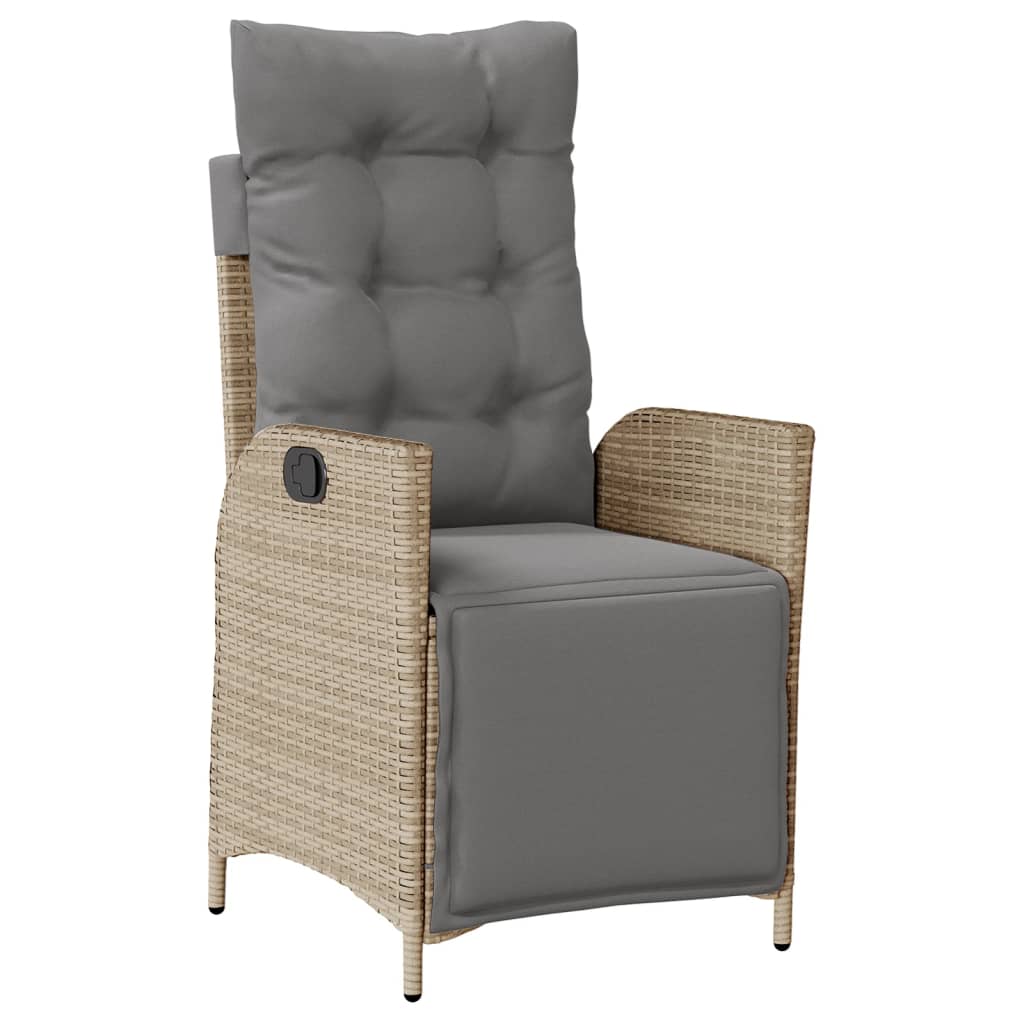 spisebordssæt til haven 9 dele med hynder polyrattan beige