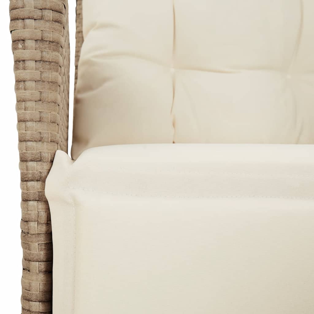 spisebordssæt til haven 3 dele med hynder polyrattan beige