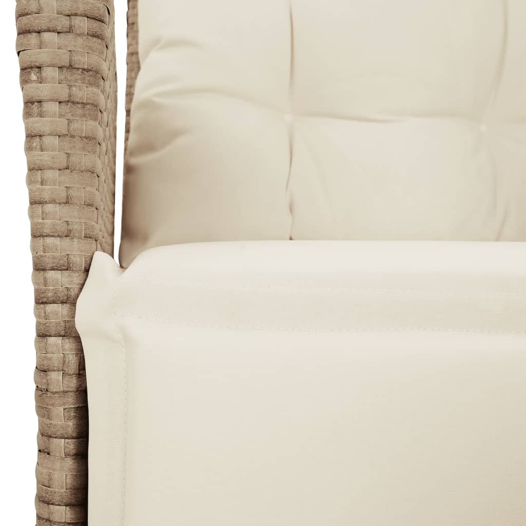spisebordssæt til haven 5 dele med hynder polyrattan beige