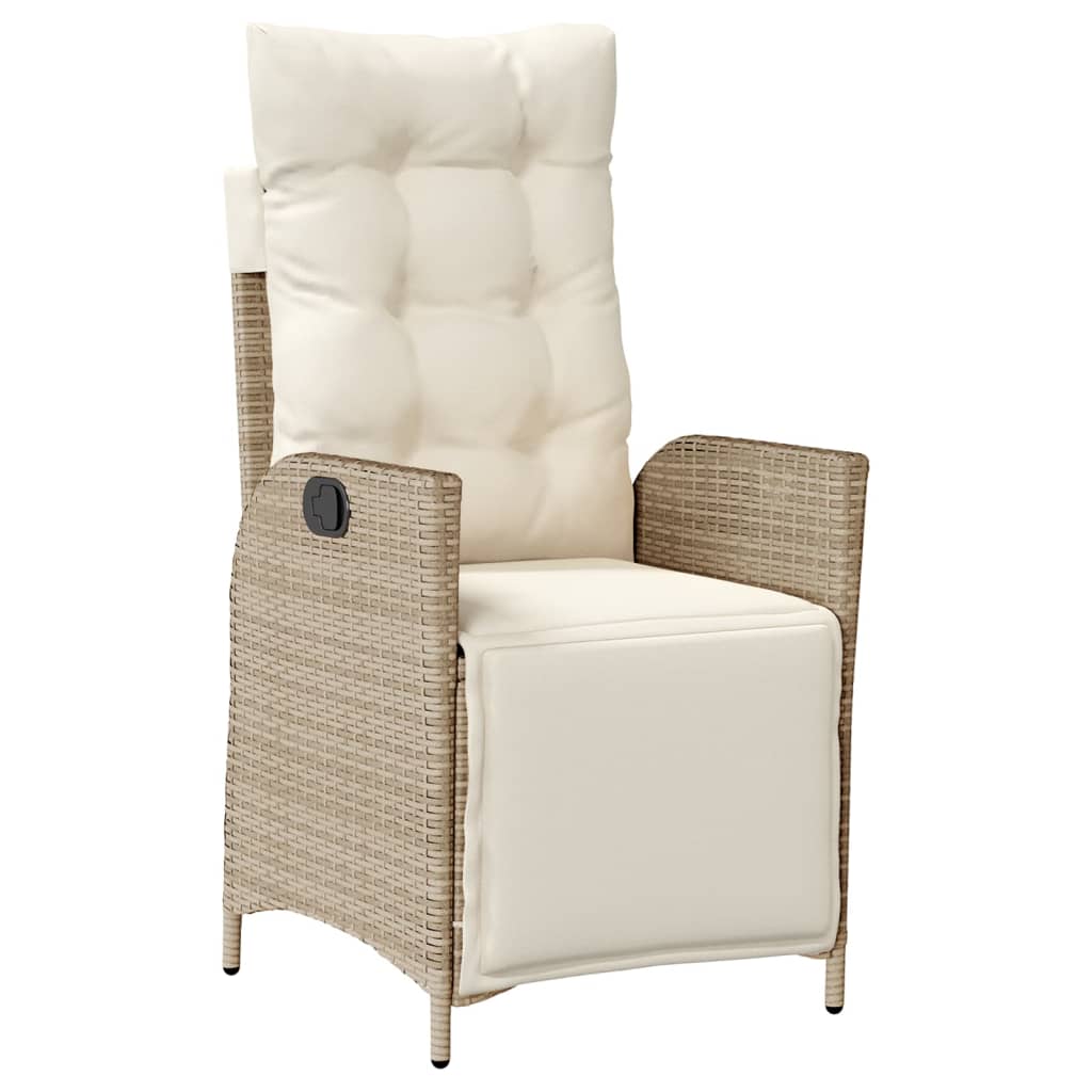 spisebordssæt til haven 5 dele med hynder polyrattan beige