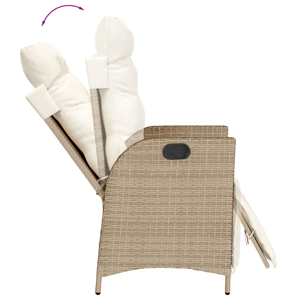 spisebordssæt til haven 5 dele med hynder polyrattan beige