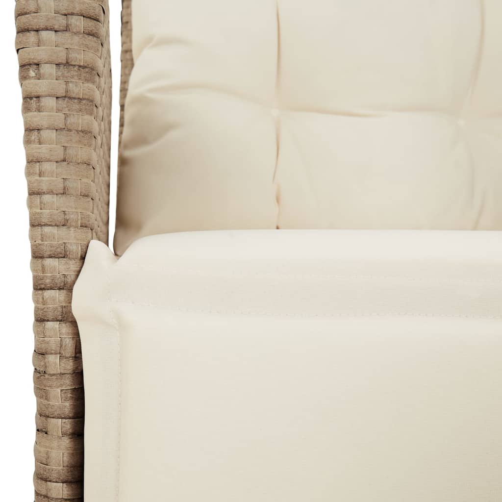 spisebordssæt til haven 7 dele med hynder polyrattan beige