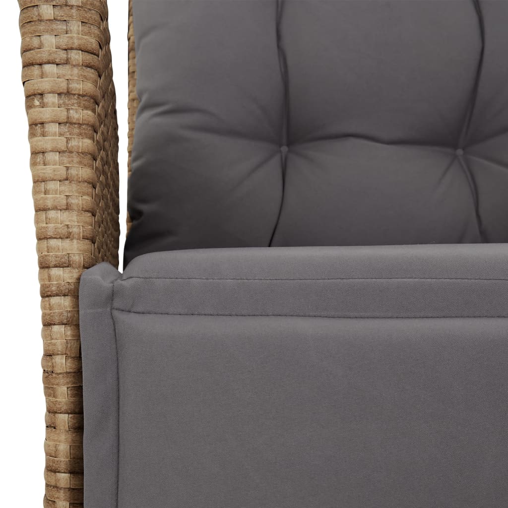 spisebordssæt til haven 5 dele med hynder polyrattan beige