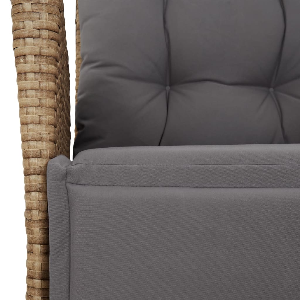 spisebordssæt til haven 5 dele med hynder polyrattan beige