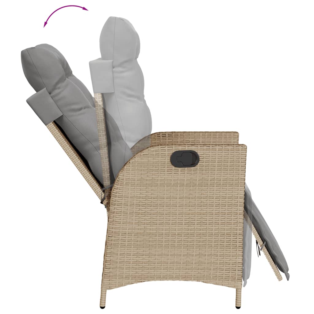 spisebordssæt til haven 7 dele med hynder polyrattan beige