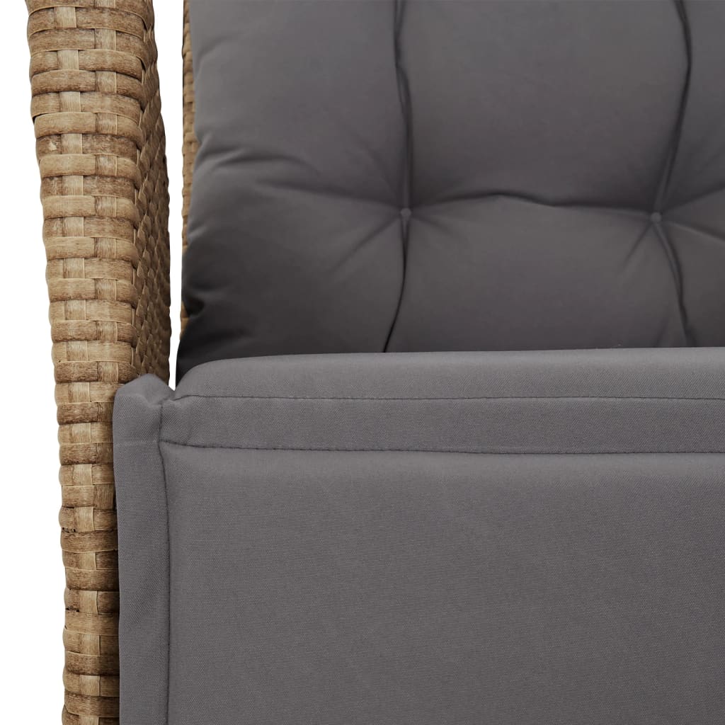 spisebordssæt til haven 5 dele med hynder polyrattan beige