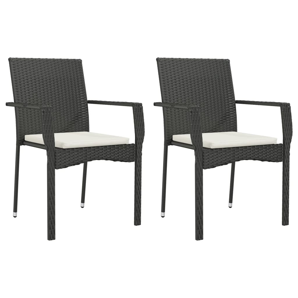 spisebordssæt til haven 7 dele med hynder polyrattan sort