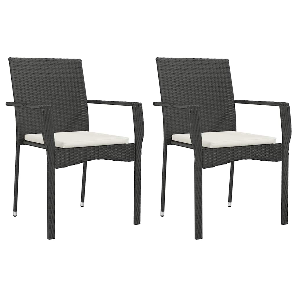 spisebordssæt til haven 9 dele med hynder polyrattan sort