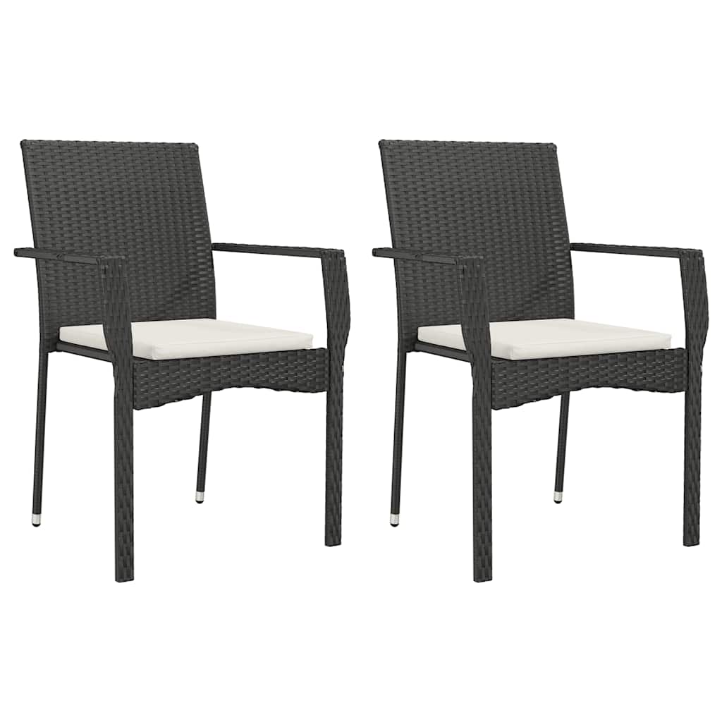spisebordssæt til haven 9 dele med hynder polyrattan sort
