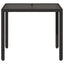 havebord med glastop 90x90x75 cm polyrattan sort