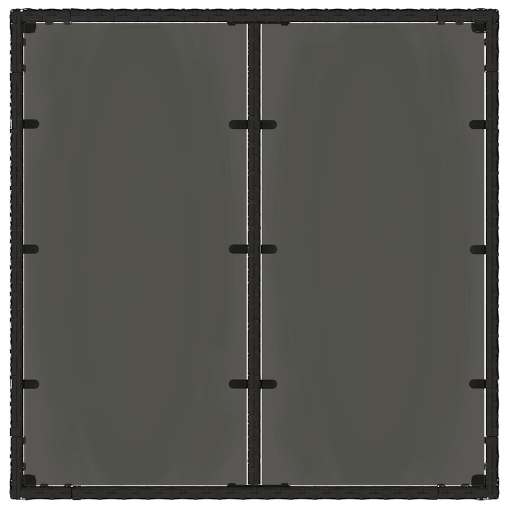 havebord med glastop 90x90x75 cm polyrattan sort