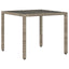 havebord med glastop 90x90x75 cm polyrattan grå