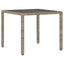 havebord med glastop 90x90x75 cm polyrattan grå