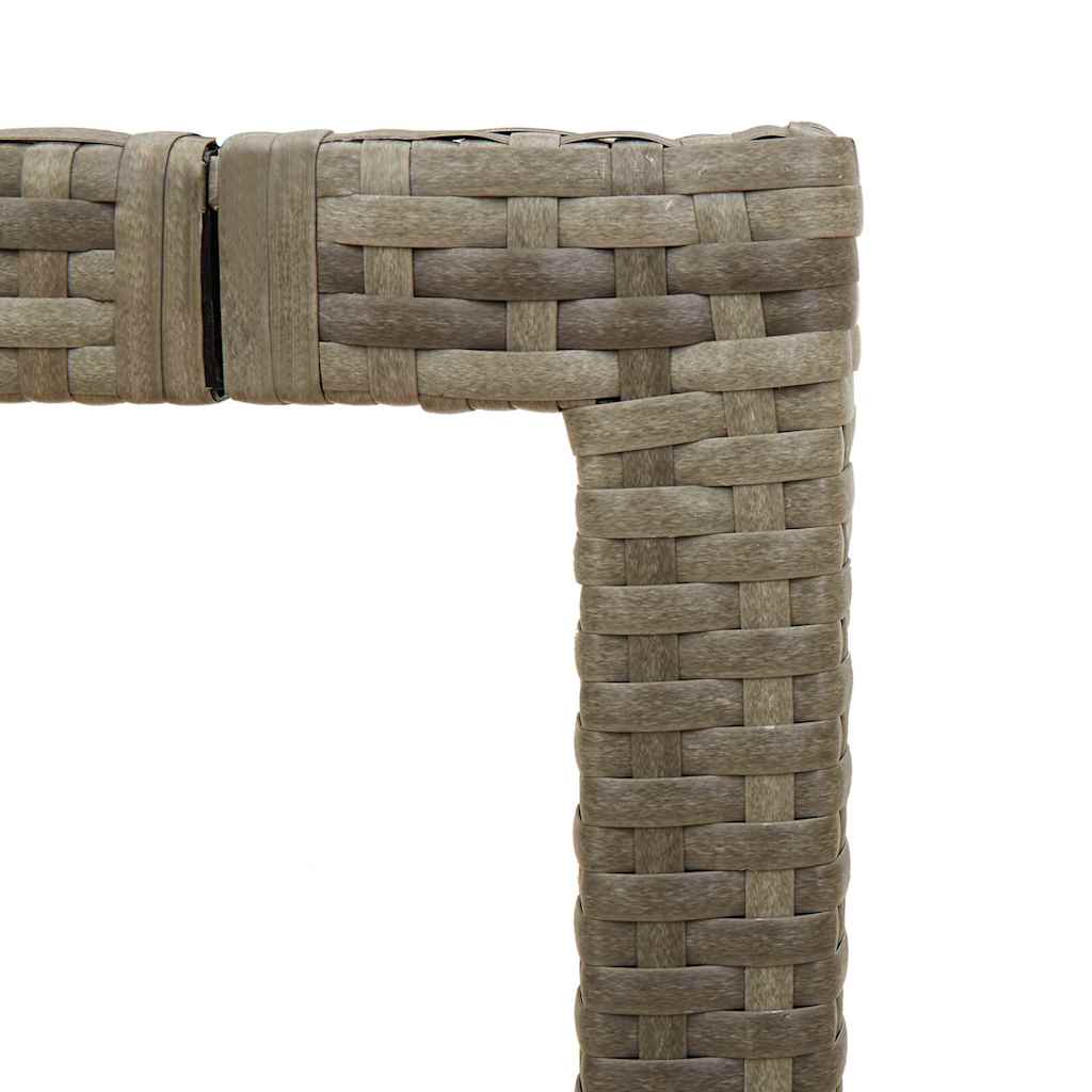 havebord med glastop 90x90x75 cm polyrattan grå