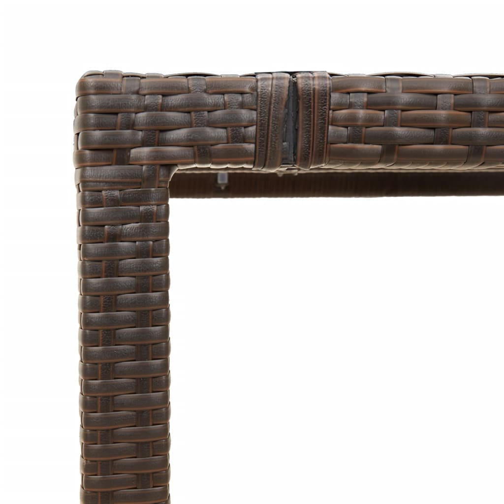 havebord med glastop 150x90x75 cm polyrattan brun