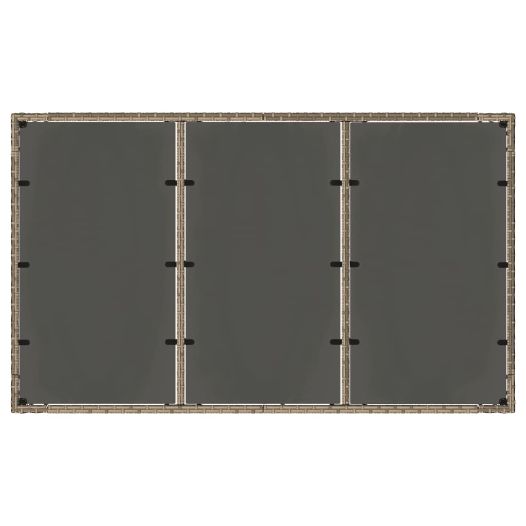 havebord med glastop 150x90x75 cm polyrattan grå