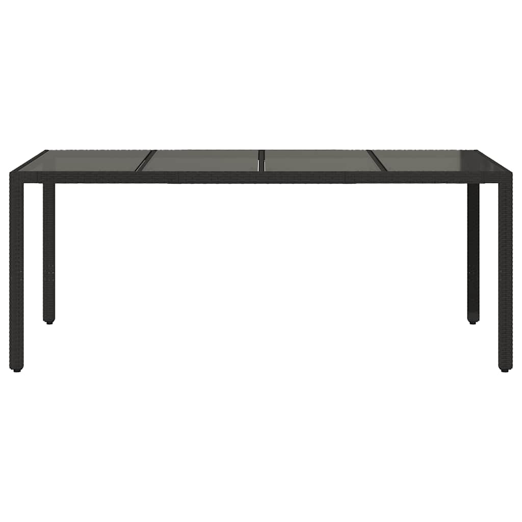 havebord med glastop 150x90x75 cm polyrattan sort