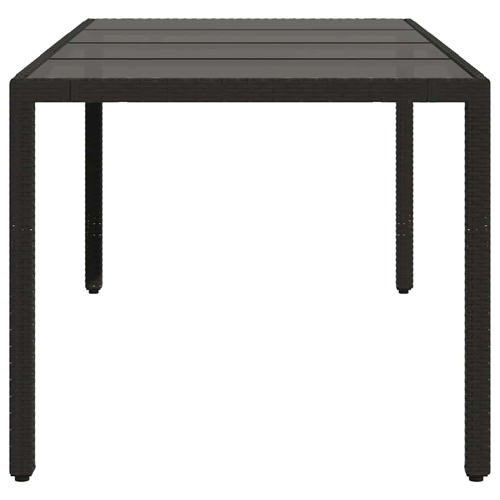 havebord med glastop 150x90x75 cm polyrattan sort