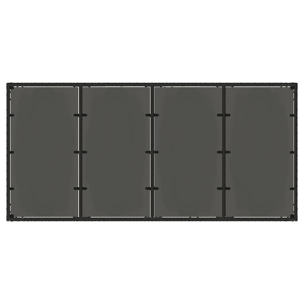 havebord med glastop 150x90x75 cm polyrattan sort