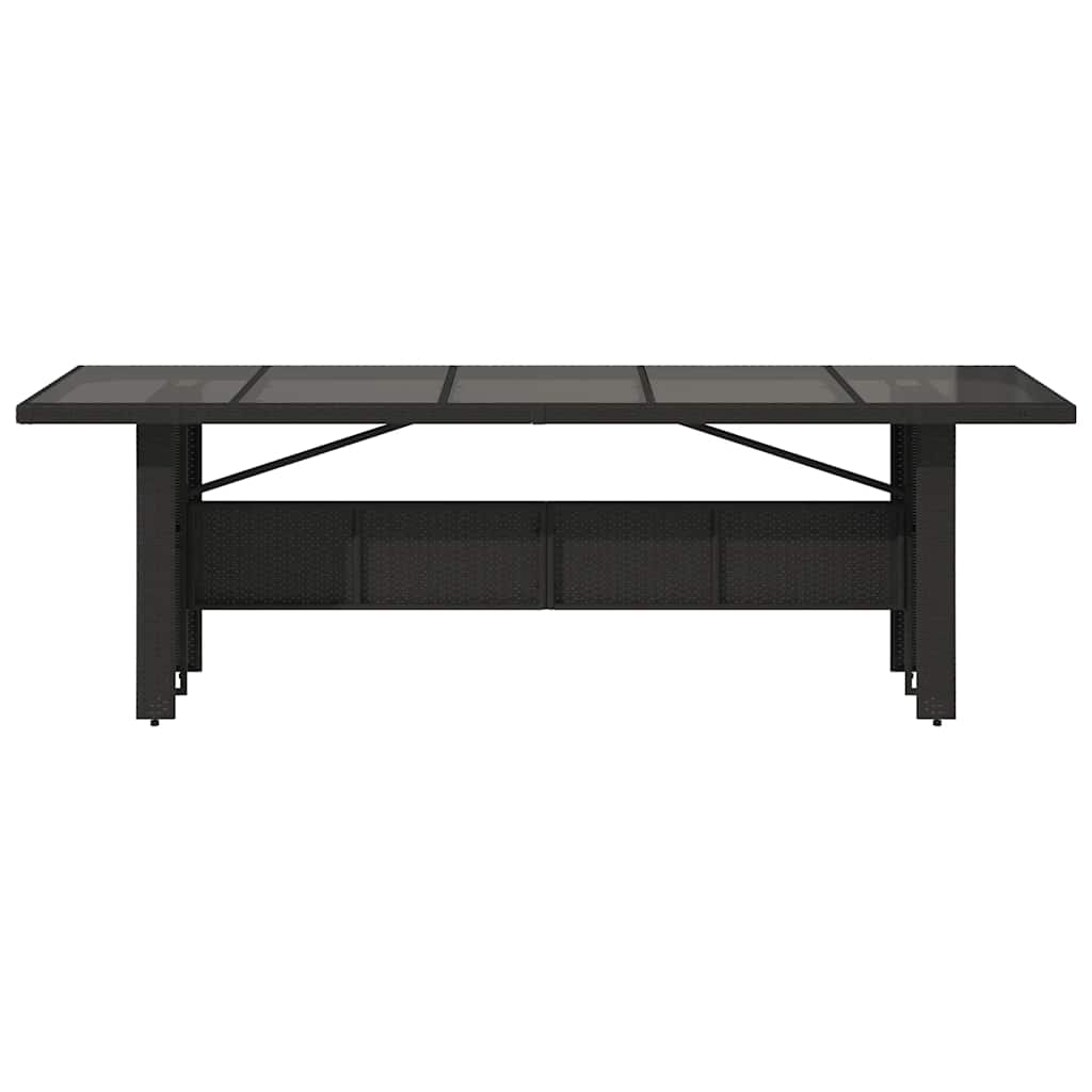 havebord med glastop 240x90x75 cm polyrattan sort