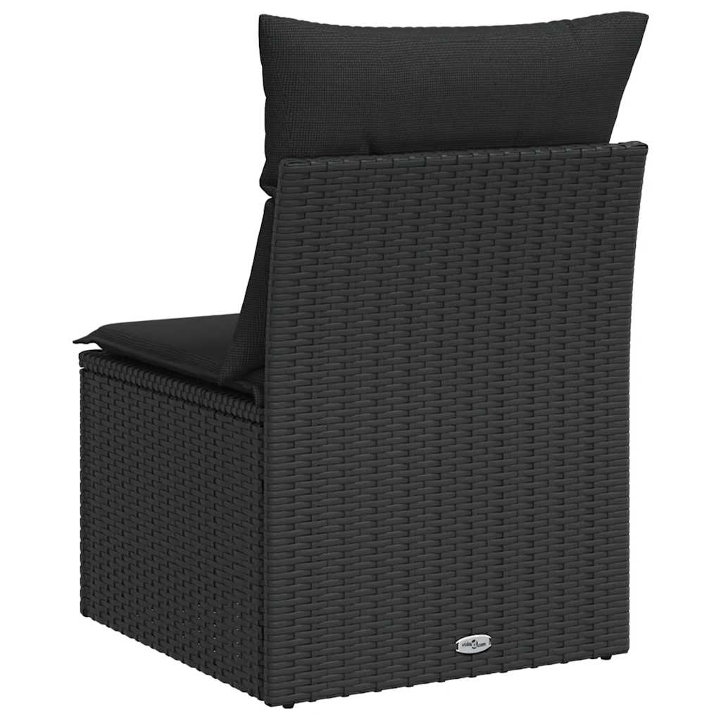havesofa uden armlæn med hynder sort polyrattan